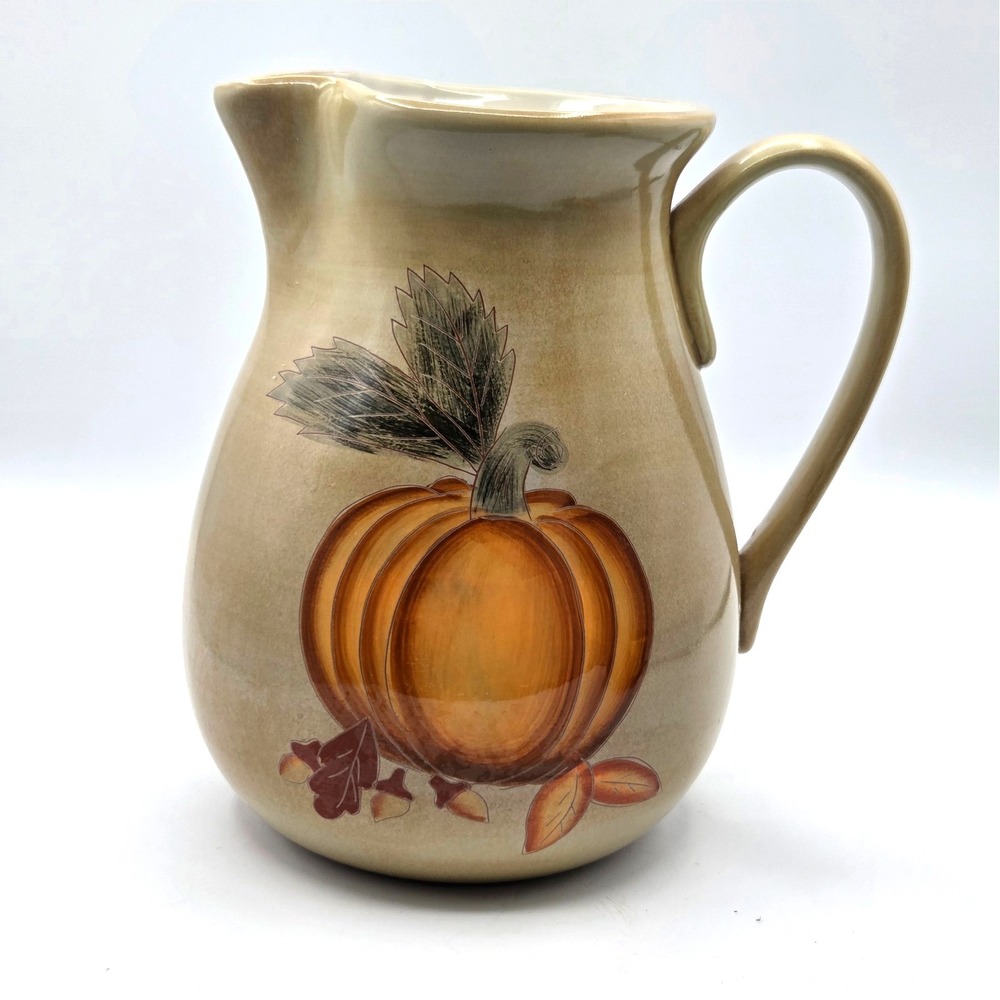 HARVEST 2004 CLAY PITCHER-THANKSGIVING FALL AUTUMN PUMPKIN POTTERY‎ HOME DECOR